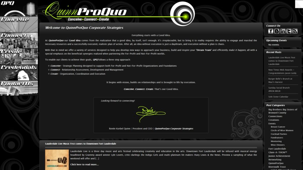 The Quinn Pro Quo website built by Q Branch