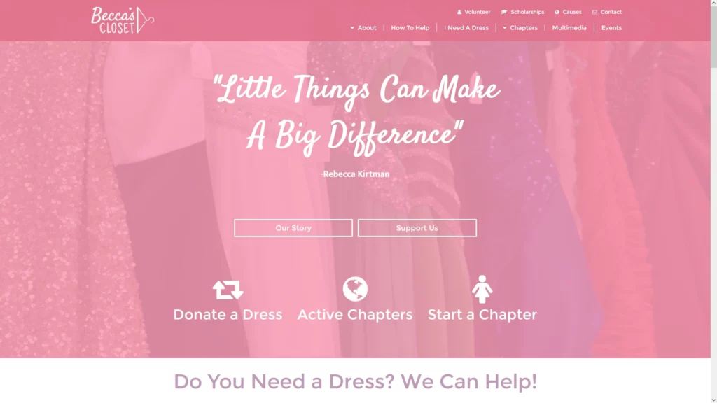 Image of the Becca's Closet website